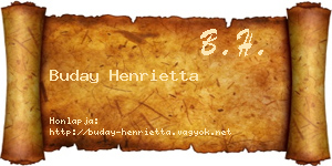 Buday Henrietta névjegykártya